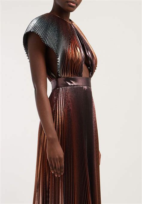 givenchy metallic pleated silk-blend gown